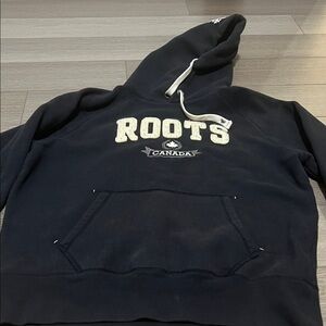 Roots Classic Black Hoodie with White Accents